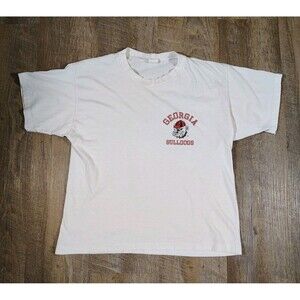 Vintage Georgia Bulldogs Womens T Shirt Size S White Boxy Single Stitch College